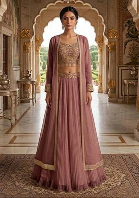 Dusty Pink Embroidered Lehenga Set