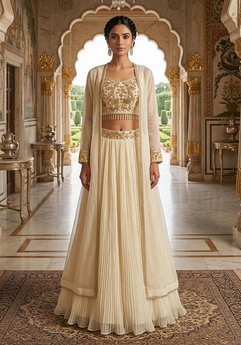 White Embroidered Lehenga Set