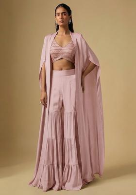Dusty Pink Sequin Silk Fusion Set