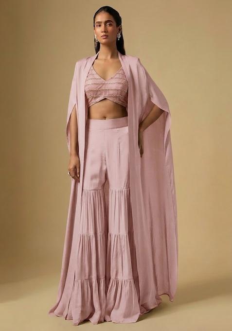 Dusty Pink Sequin Silk Fusion Set