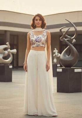 White Printed Organza Fusion Set