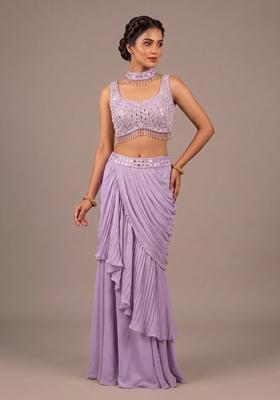 Lavender Embroidered Handwork Fusion Set