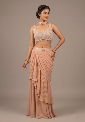 Blush Pink Embroidered Handwork Fusion Set