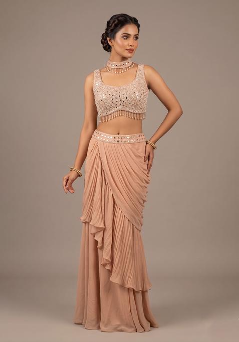 Blush Pink Embroidered Handwork Fusion Set