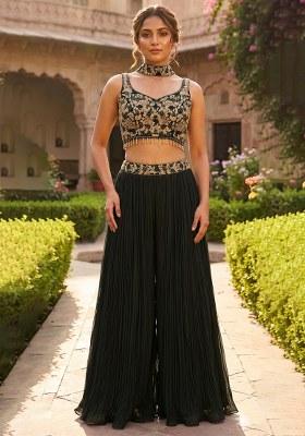 Black Embroidered Handwork Fusion Set