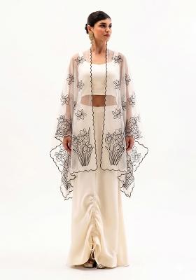 White Embroidered Organza Fusion Set