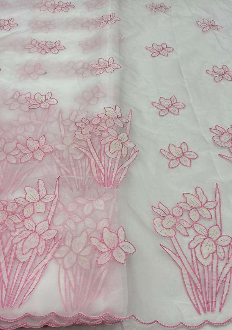 Pink Embroidered Organza Fusion Set - Indya