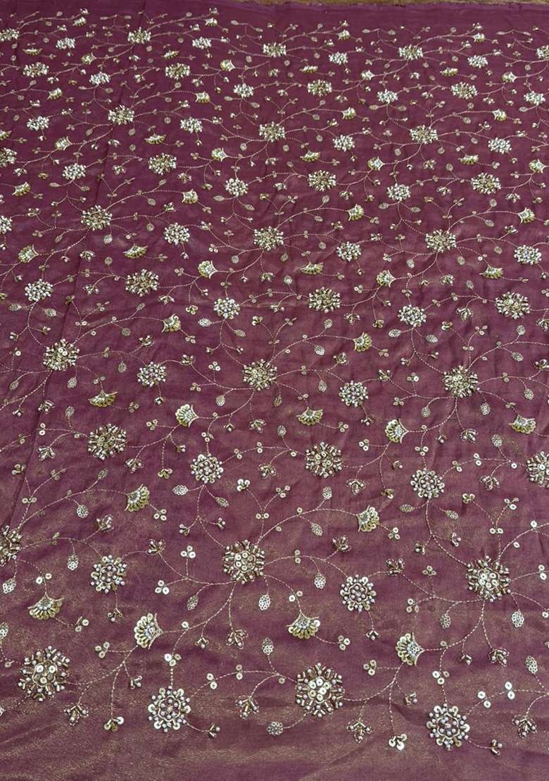 Mauve Tissue Lehenga Set with Embroidered for Diwali | Wedding & Festive Wear - Indya
