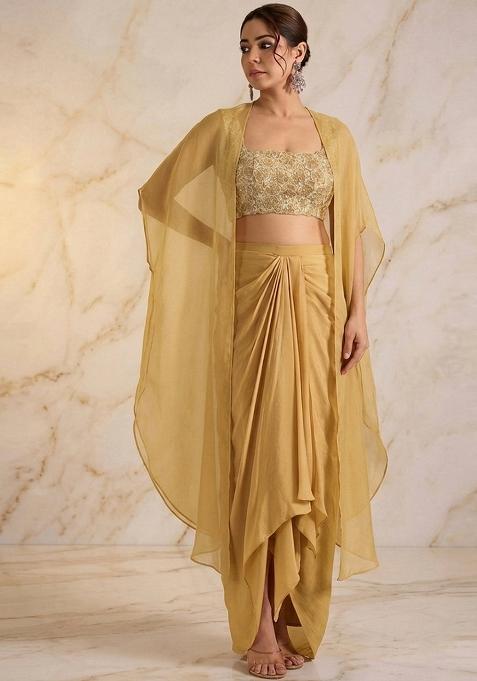 Gold Embroidered Handwork Fusion Set