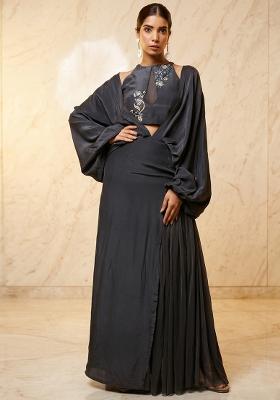 Black Embroidered Handwork Fusion Set