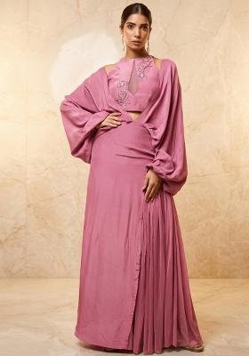 Light Pink Embroidered Handwork Fusion Set