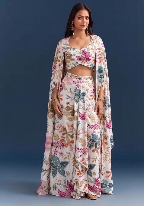 Multicolor Printed Silk Fusion Set