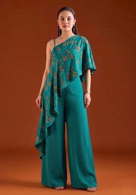 Dark Teal Embroidered Tissue Fusion Set