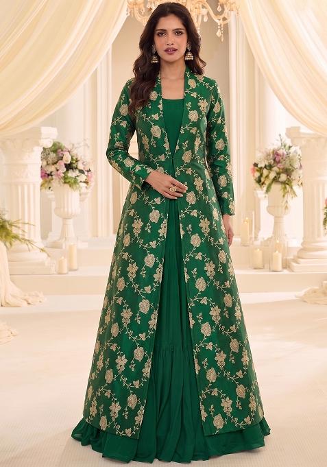 Green Silk Anarkali