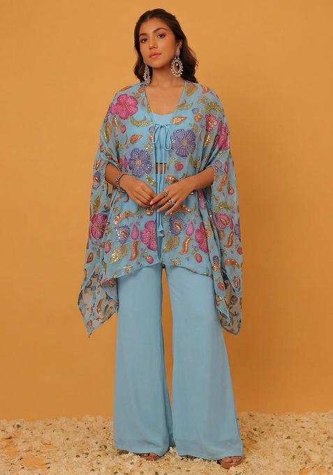 Light Blue Printed Fusion Set