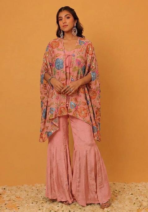 Pink Printed Fusion Set