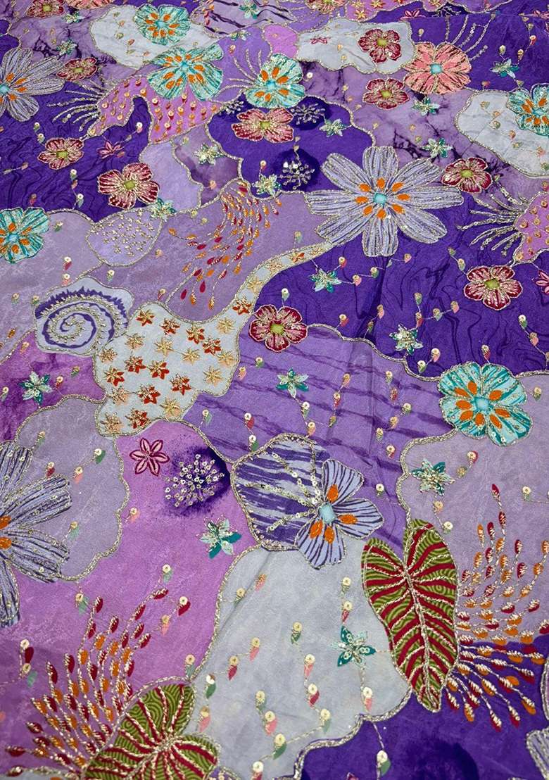 Violet Printed Crepe Fusion Set - Indya