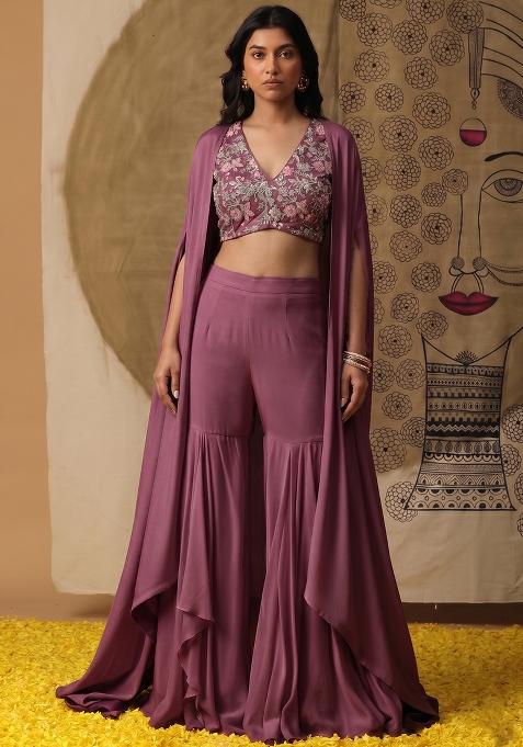 Wine Sequin Crepe Fusion Set