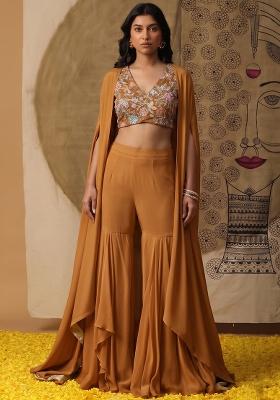 Rust Sequin Crepe Fusion Set