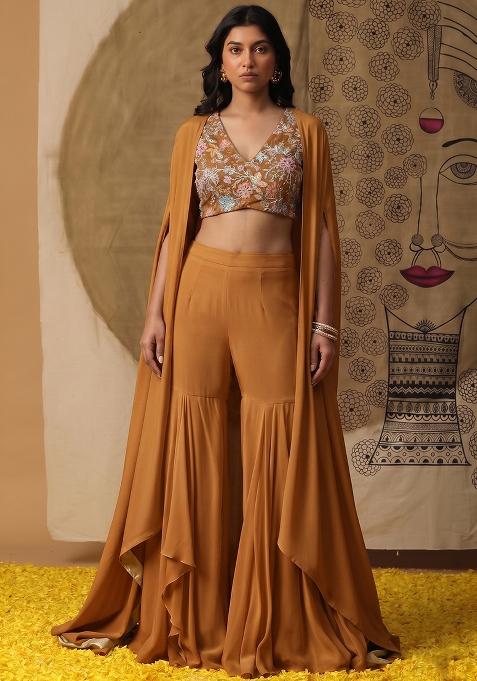 Rust Sequin Crepe Fusion Set