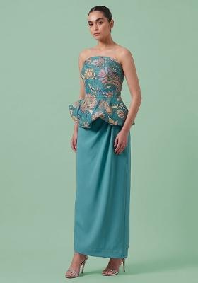 Blue Printed Crepe Fusion Set