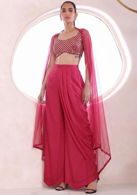 Magenta Pink Mirror Work Fusion Set