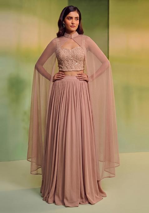 Pastel Pink Embroidered Lehenga Set