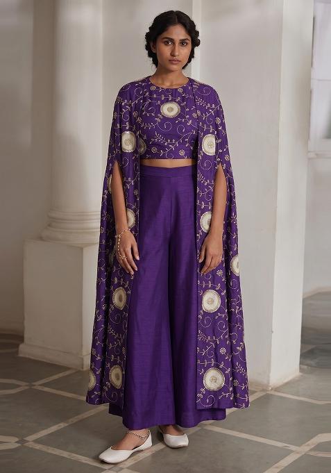 Violet Embroidered Fusion Set