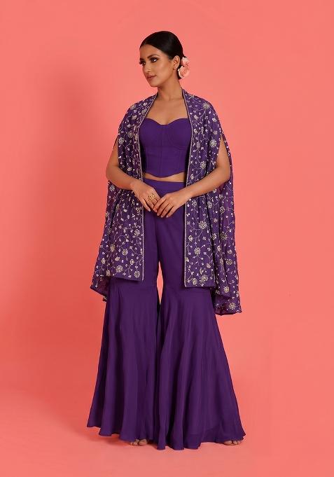 Deep Purple Embroidered Tissue Fusion Set