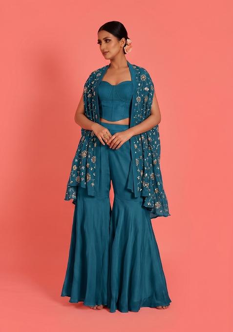 Teal Embroidered Tissue Fusion Set