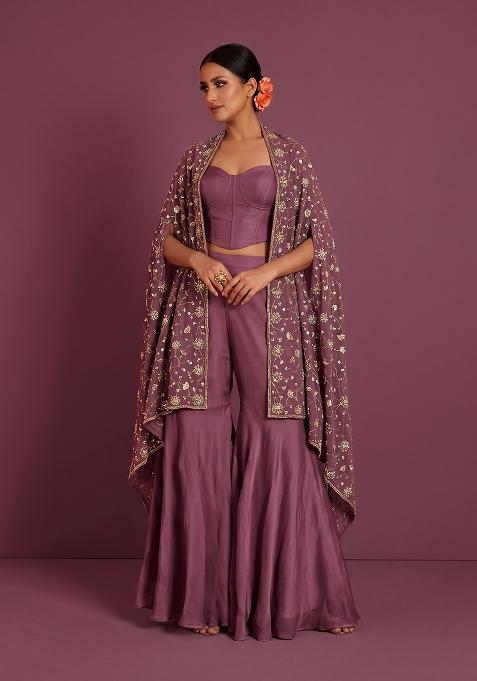 Mauve Embroidered Tissue Fusion Set