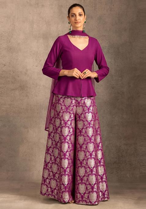 Magenta Zari Silk Fusion Set