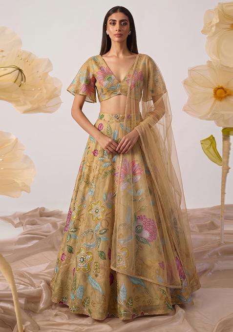 Gold Embroidered Cosmos Lehenga Set