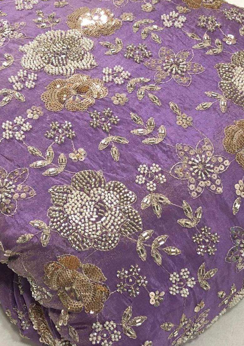 Lavender Embroidered Georgette Fusion Set - Indya
