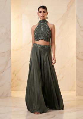 Grey Embroidered Handwork Fusion Set