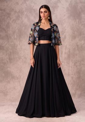 Black Sequin Tissue Lehenga Set