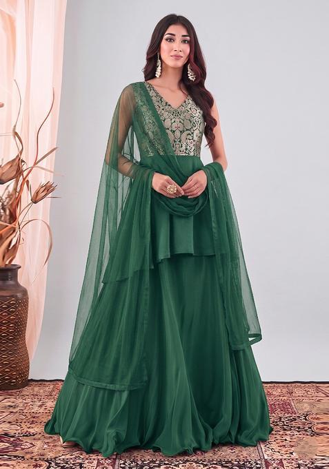 Royal Blue Brocade Lehenga Set