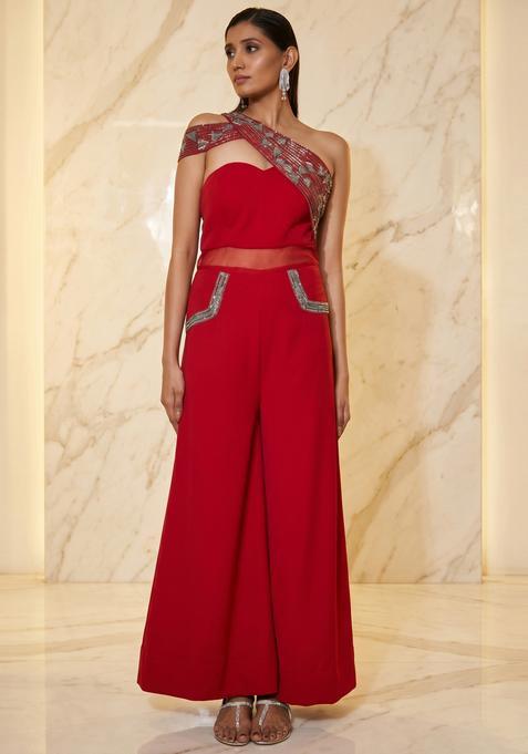 Crimson Red Handwork Fusion Set