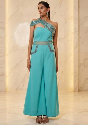 Turquoise Blue Handwork Fusion Set
