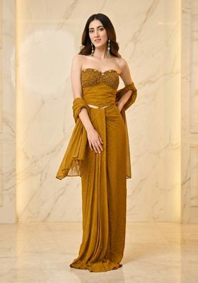 Mustard Yellow Handwork Fusion Set