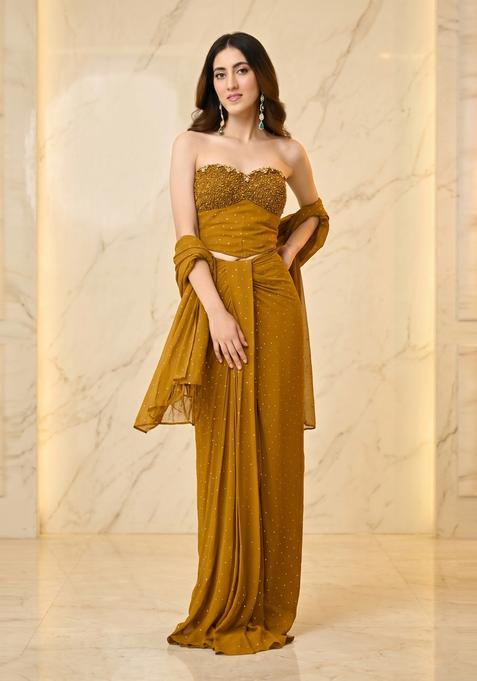 Mustard Yellow Handwork Fusion Set