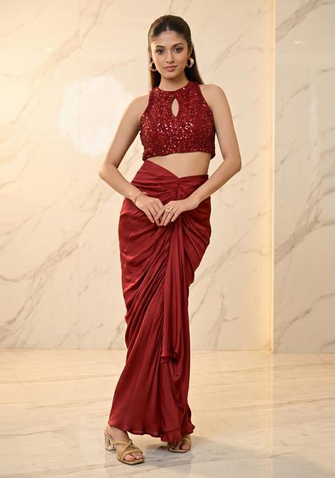 Maroon Handwork Fusion Set