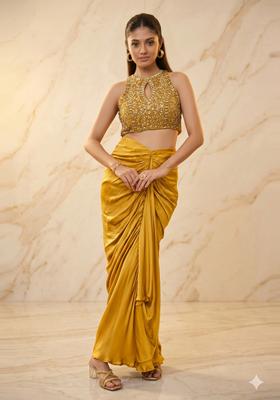 Mustard Yellow Handwork Fusion Set