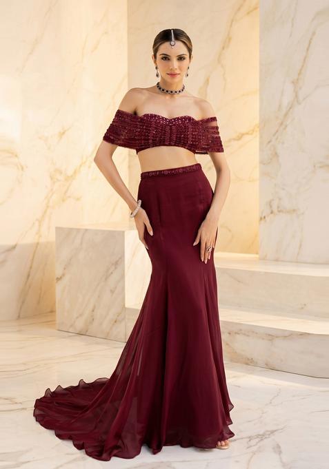 Maroon Handwork Fusion Set