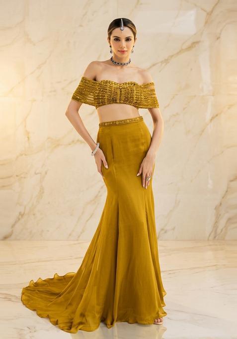 Mustard Yellow Handwork Fusion Set