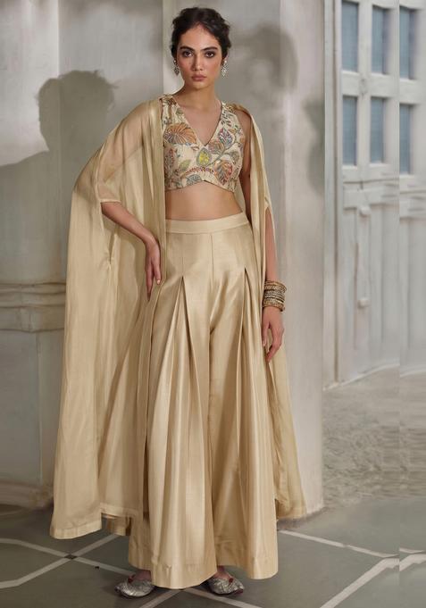 Champagne Gold Embroidered Tissue Fusion Set