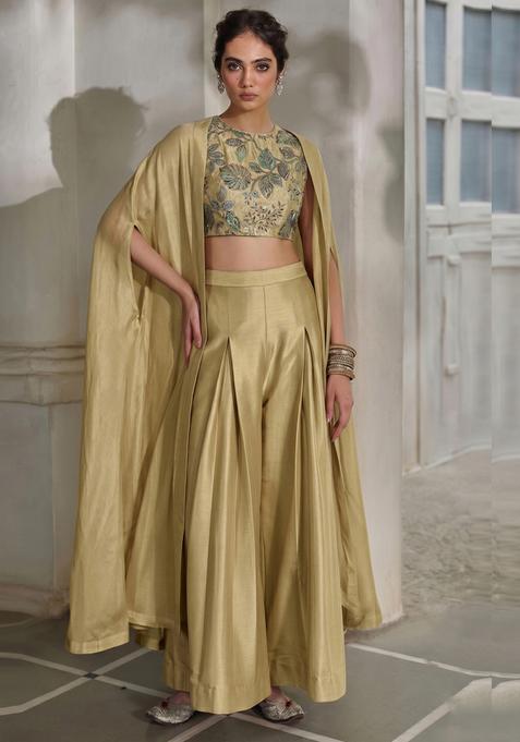 Antique Gold Embroidered Tissue Fusion Set