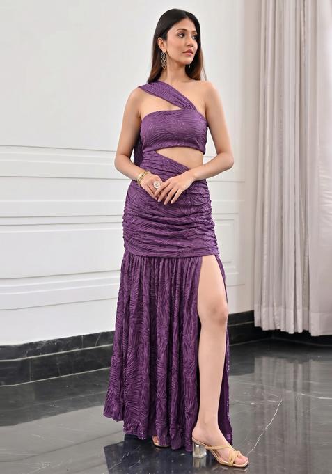 Deep Purple Textured Satin Fusion Set