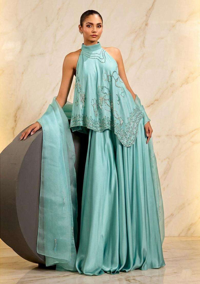 Mint Handwork Fusion Set - Indya