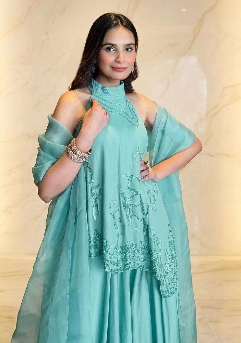 Mint Handwork Fusion Set - Indya